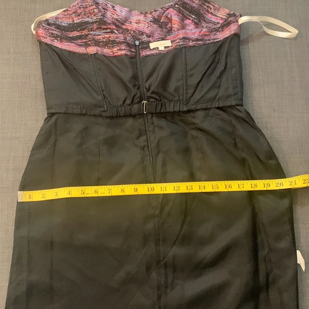 Shoshanna NEW Strapless Dress 10 Black Purple Multi Wedding Guest Cocktail